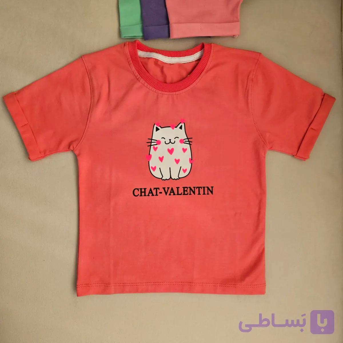 تی شرت دخترانه تمام پنبه با طرح فانتزی