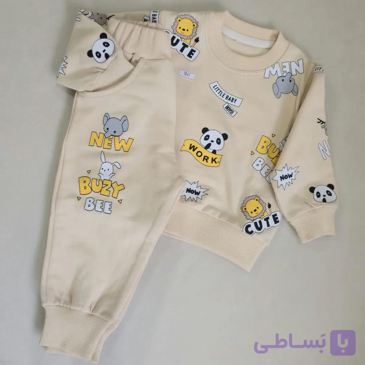 ست بلوز و شلوار پسرانه مدل گت دار با طرح چاپی حیوانات