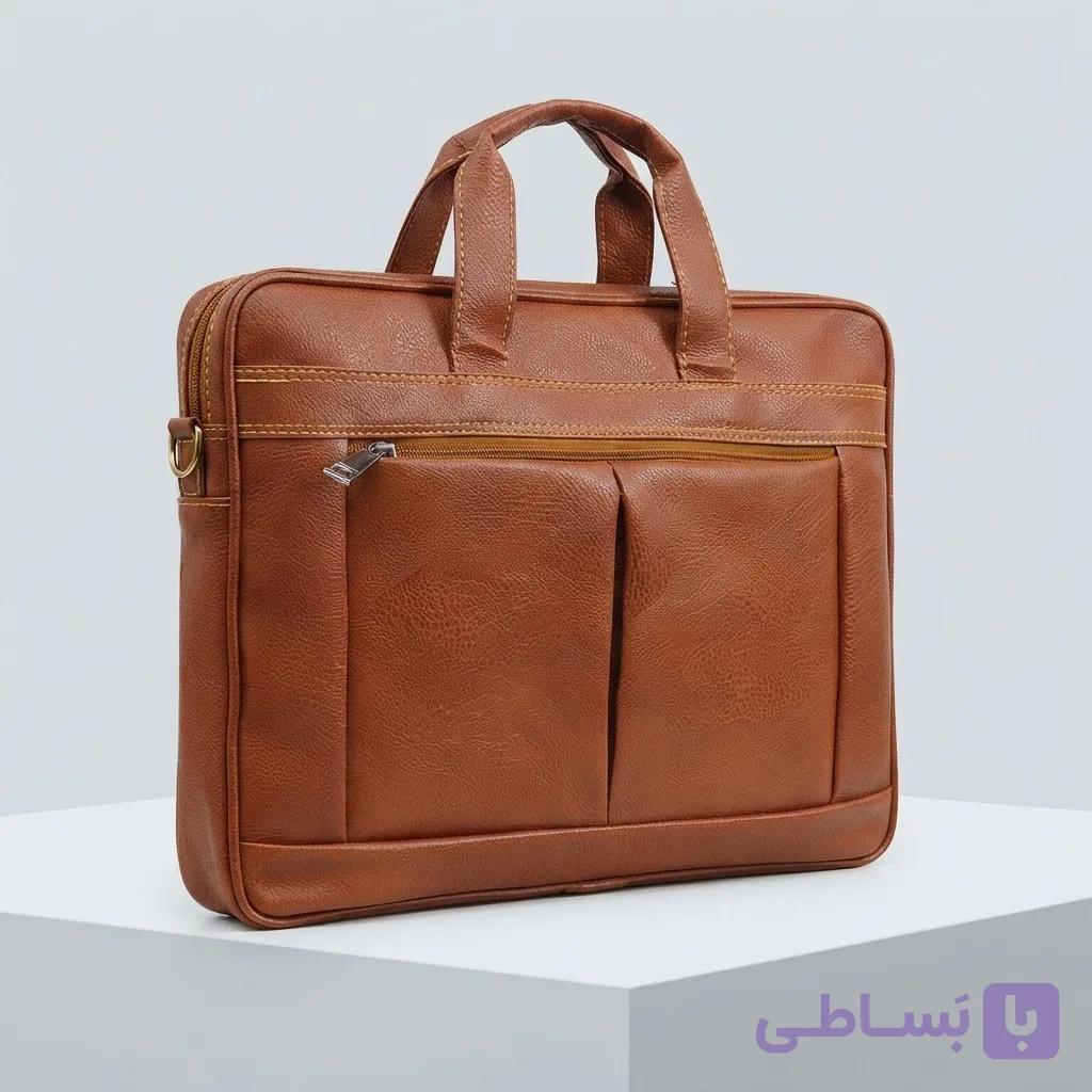 کیف اداری چرم مصنوعی عسلی کد KC-106