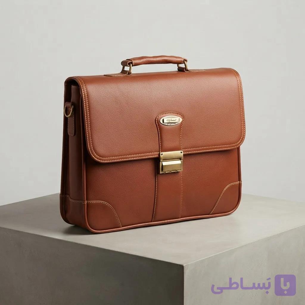 کیف اداری چرم مصنوعی رمز دار عسلی کد KC-110