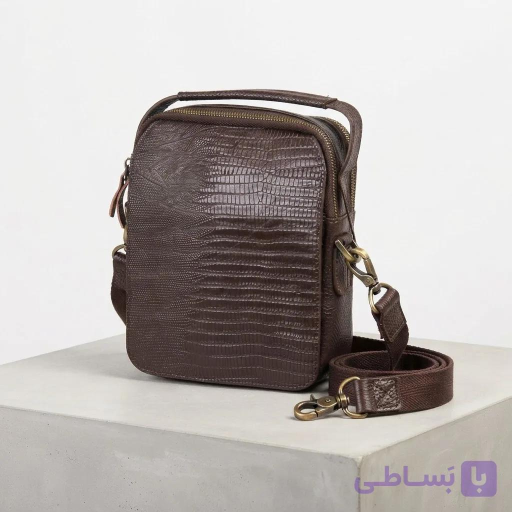 کیف دوشی مردانه چرم پوست ماری کد KD-101