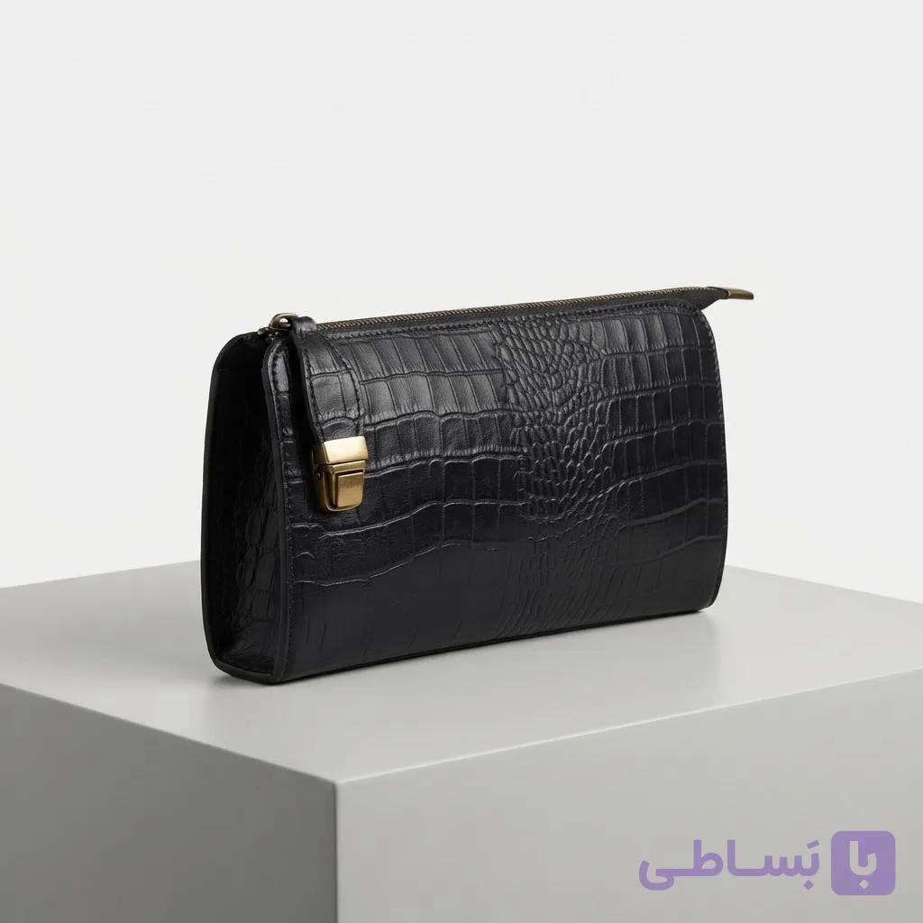 کیف دستی چرم کروکدیلی قفل دار کد KD-110