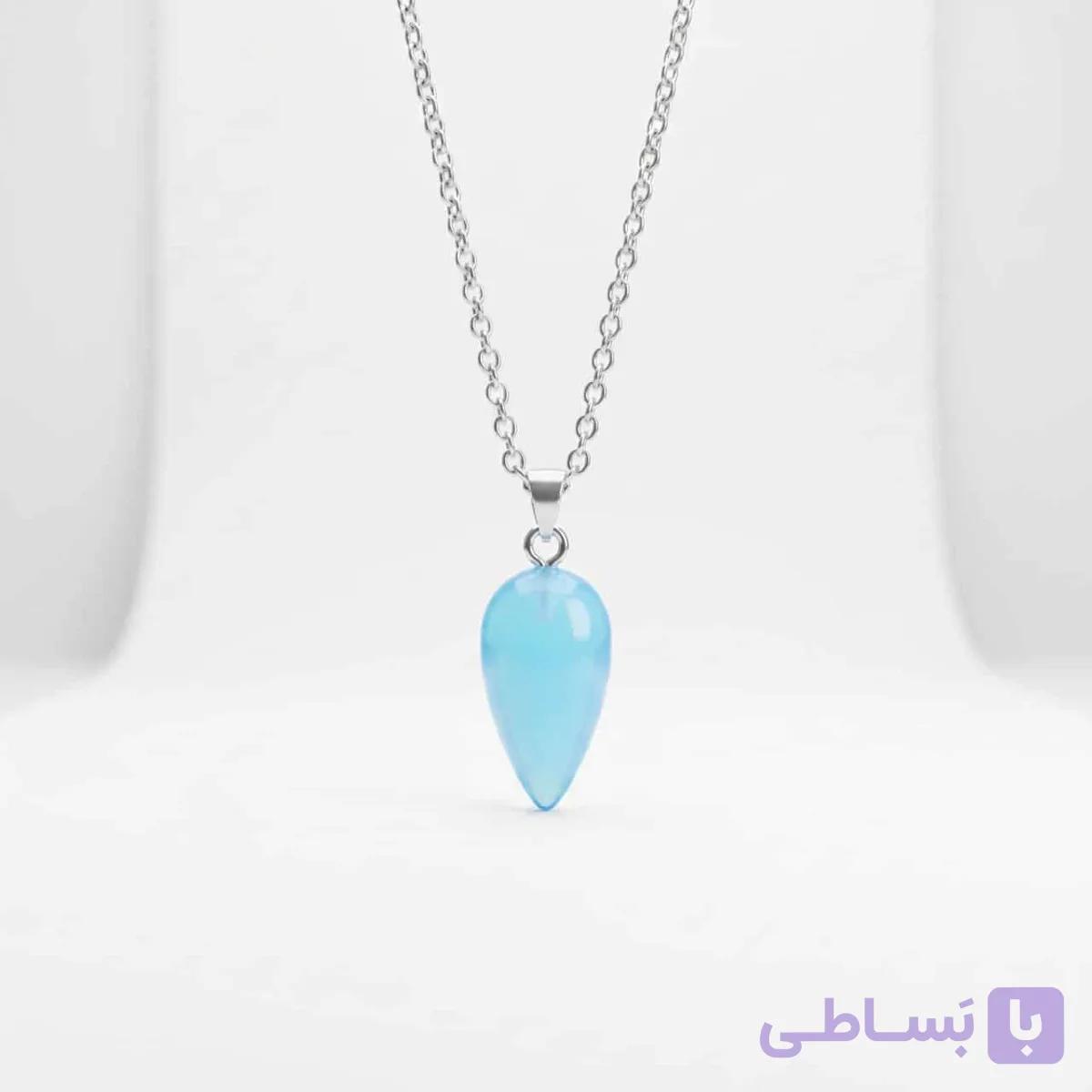 گردنبند سنگ عقیق آبی طبیعی اصل — تصویر 1