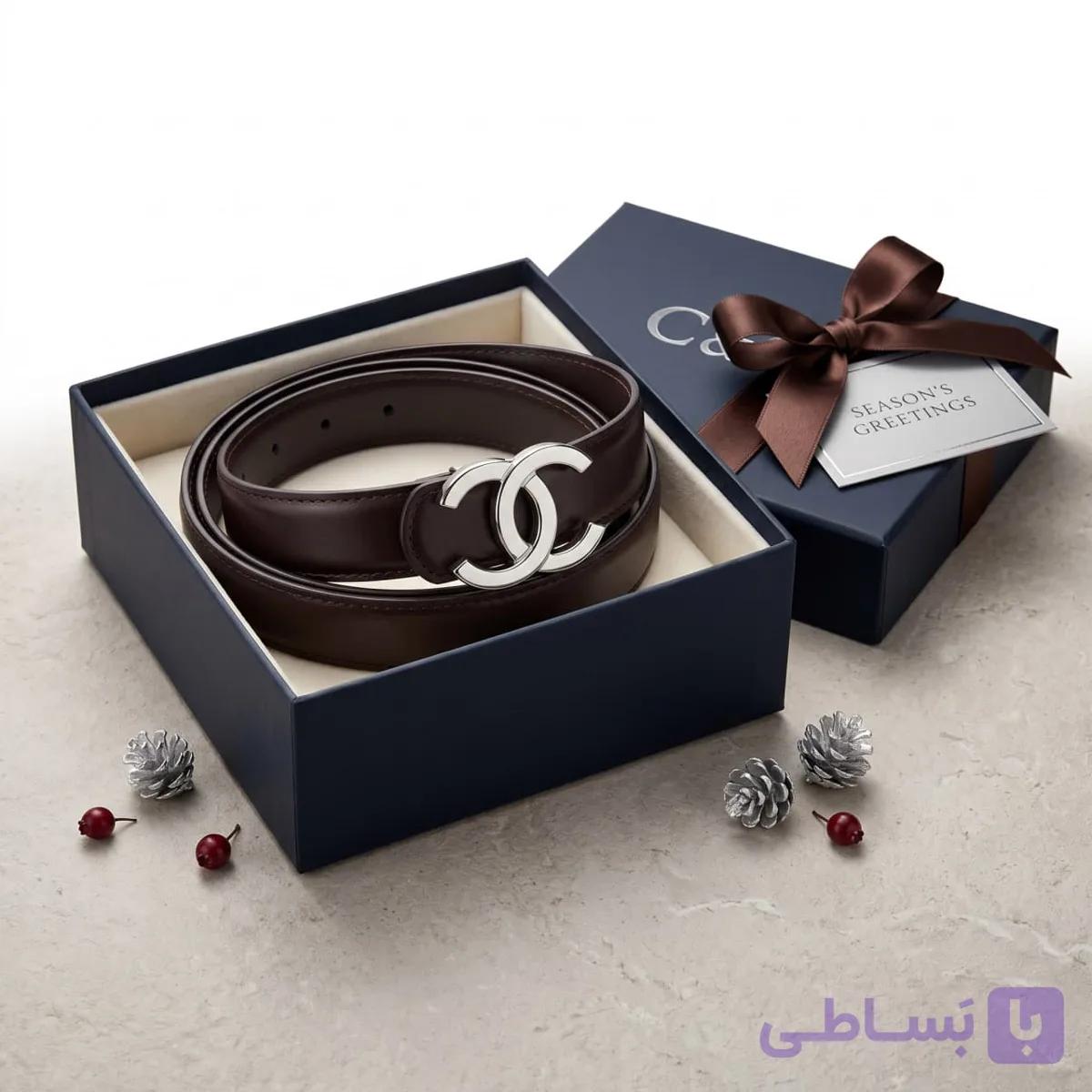 کمربند زنانه چرم شنل دور دوخت وارداتی — تصویر 1