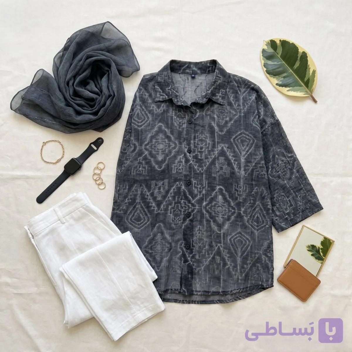 شومیز زنانه نخ مودال سوزن‌دوزی شده — تصویر 1