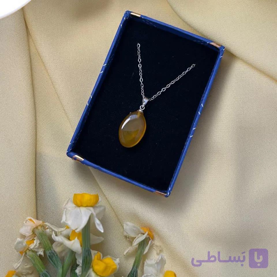 گردنبند عقیق زرد زنانه مدل نارنج — تصویر 1