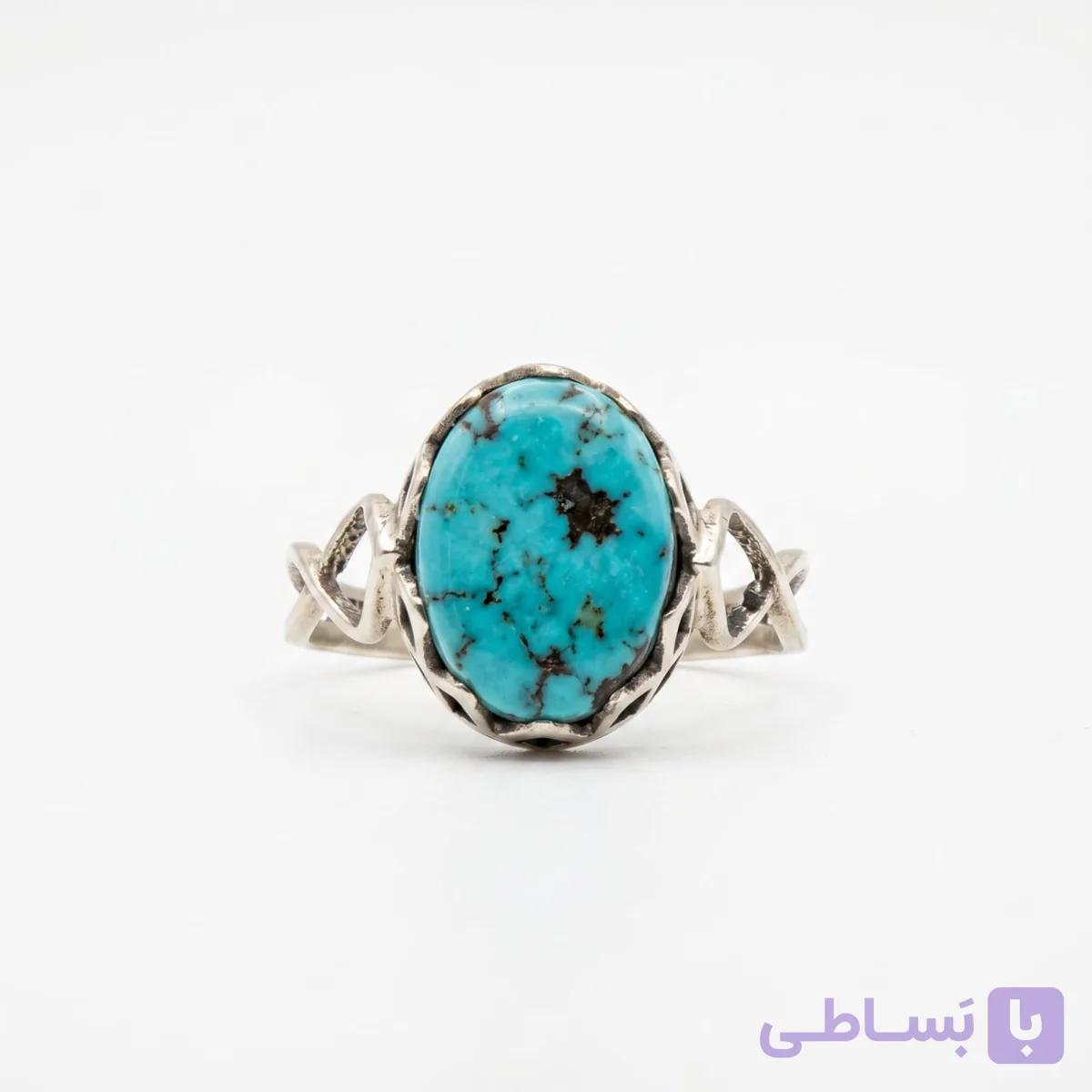 انگشتر نقره سنگ فیروزه نیشابور درجه یک مدل یاسین — تصویر 1