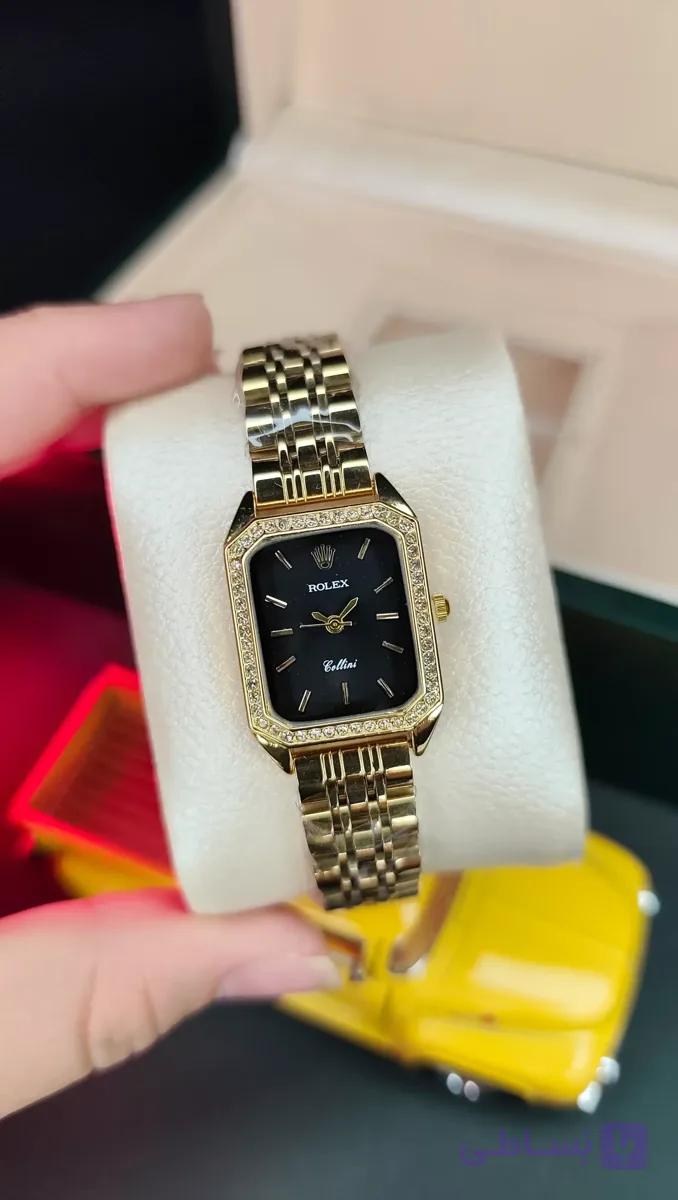 ساعت مچی زنانه رولکس مدل Rolex دور قاب نگیندار صفحه مستطیل — تصویر 1