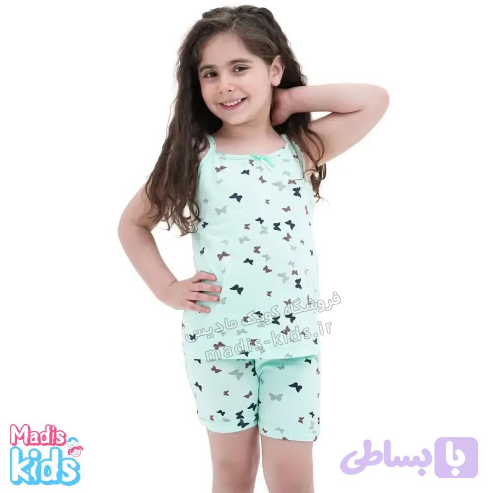 ست تاپ و شورت پنبه دخترانه سبز — تصویر 1