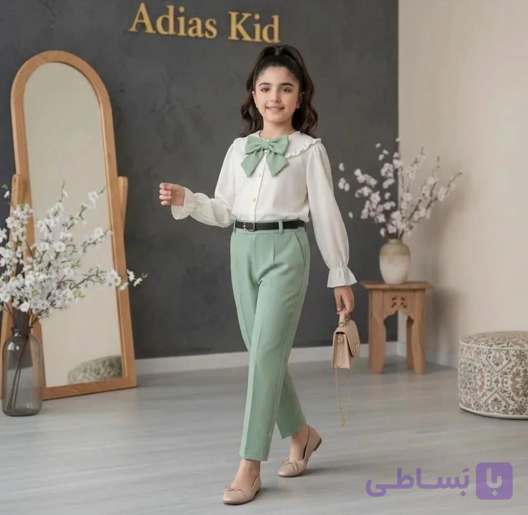 ست شومیز و شلوار پاپیون دخترانه سایز بزرگ عیدانه و مجلسی
