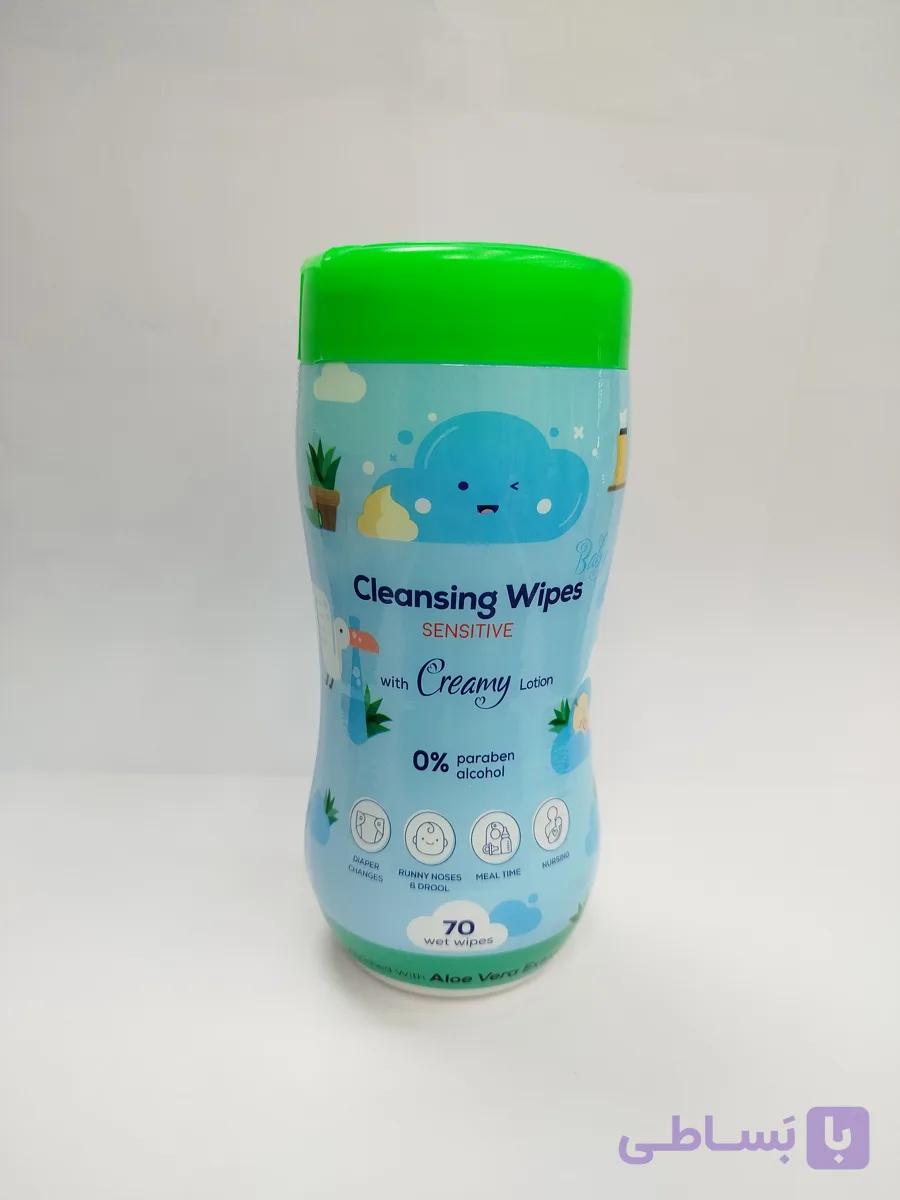 دستمال مرطوب کودک بیبی لند کانواس مدل cleaning wipes بسته 70 عددی حاوی عصاری آلوئه ورا