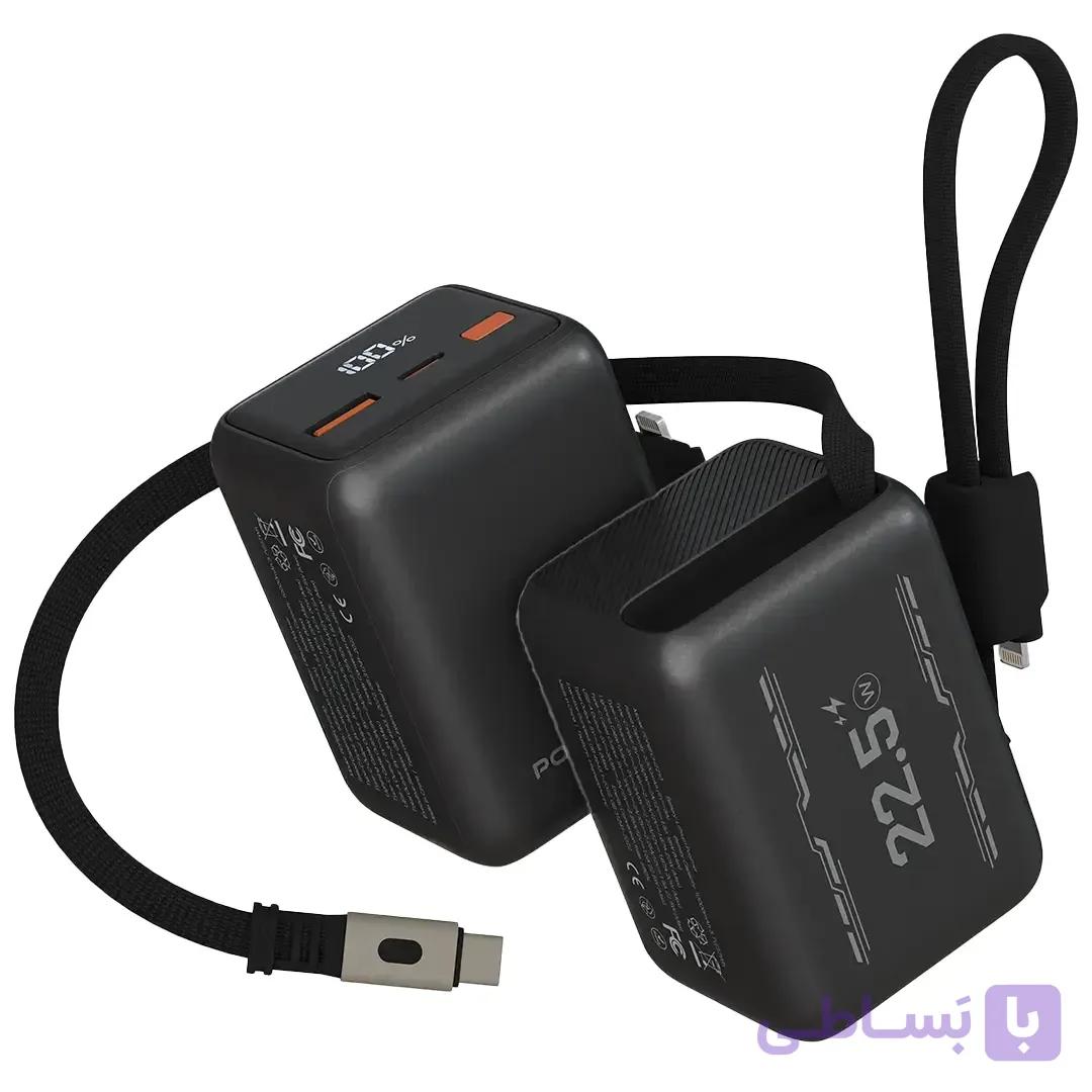 پاوربانک پرودو مدل Voltra 10000mAh Power Bank with Retractable Type-C PDPBFCH2210bk — تصویر 1