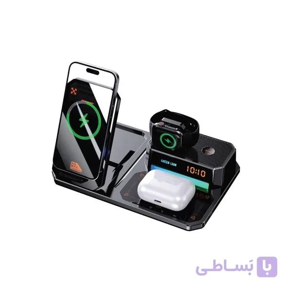 شارژر وایرلس ظرفیت ۵ وات ۶ کاره گرین لاین مدل GN6IN1MFWCBK — تصویر 1