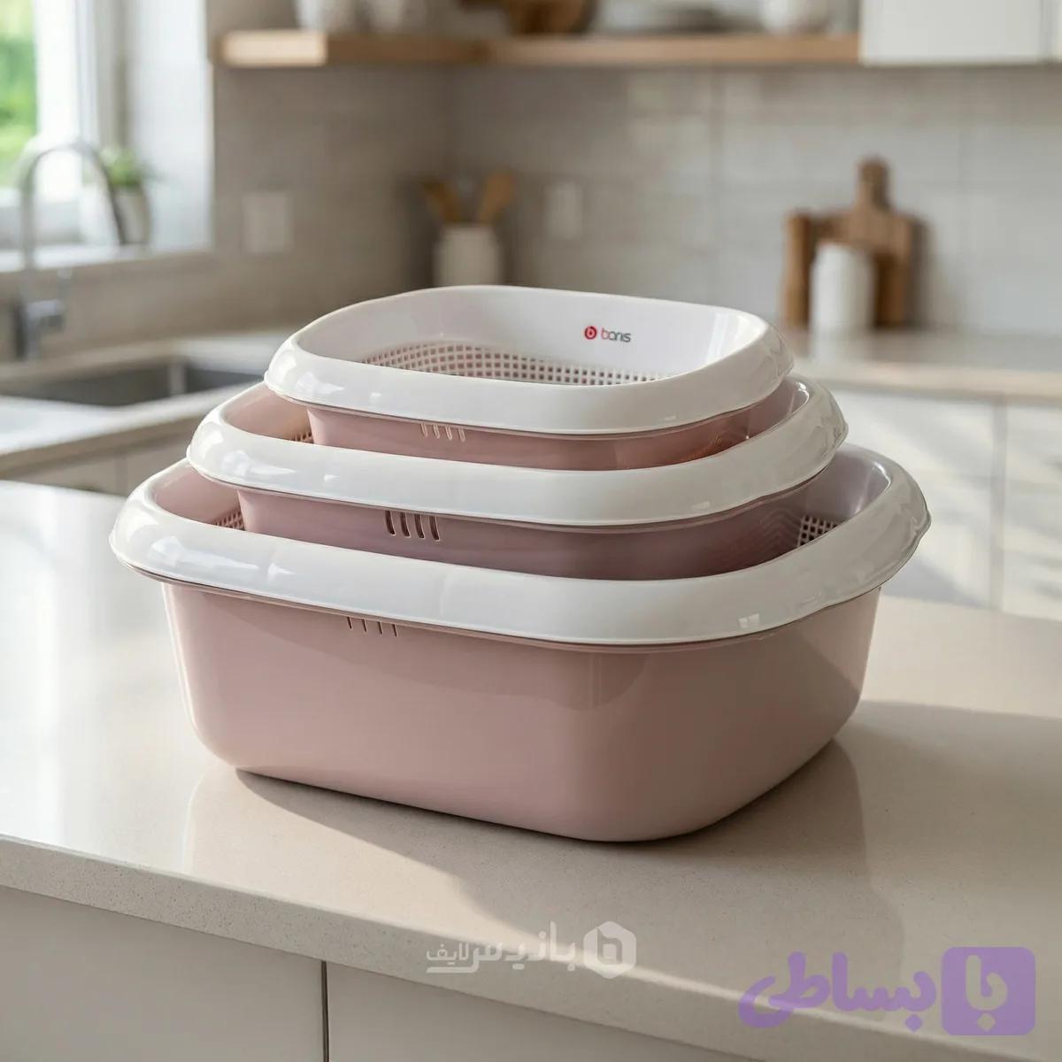 ست آبکش و لگن 6 پارچه پلاستیکی
