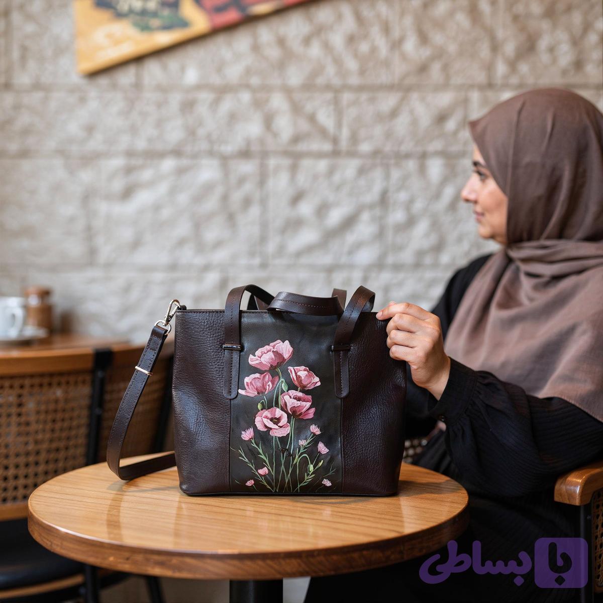 کیف چرم طبیعی گلهای طبیعت
