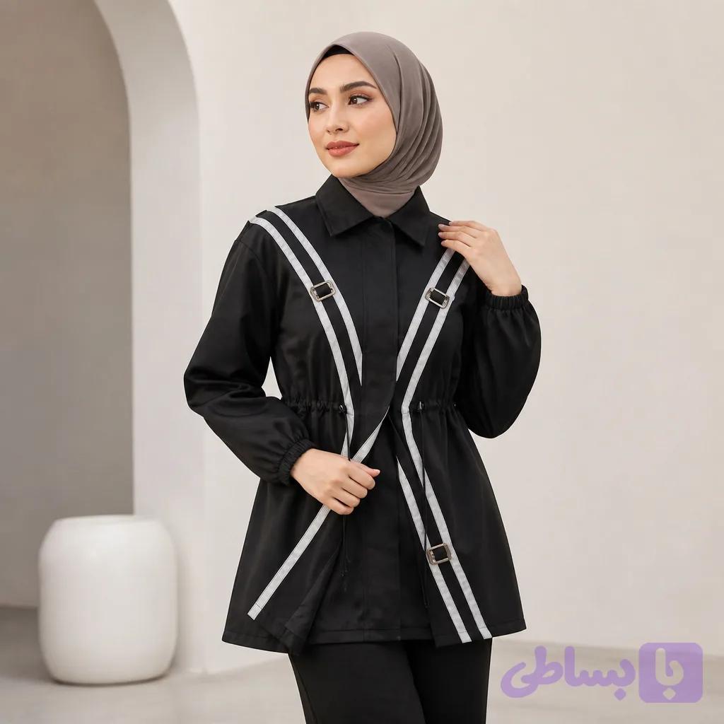 مانتو طرح خط سفید کیفیت عالی