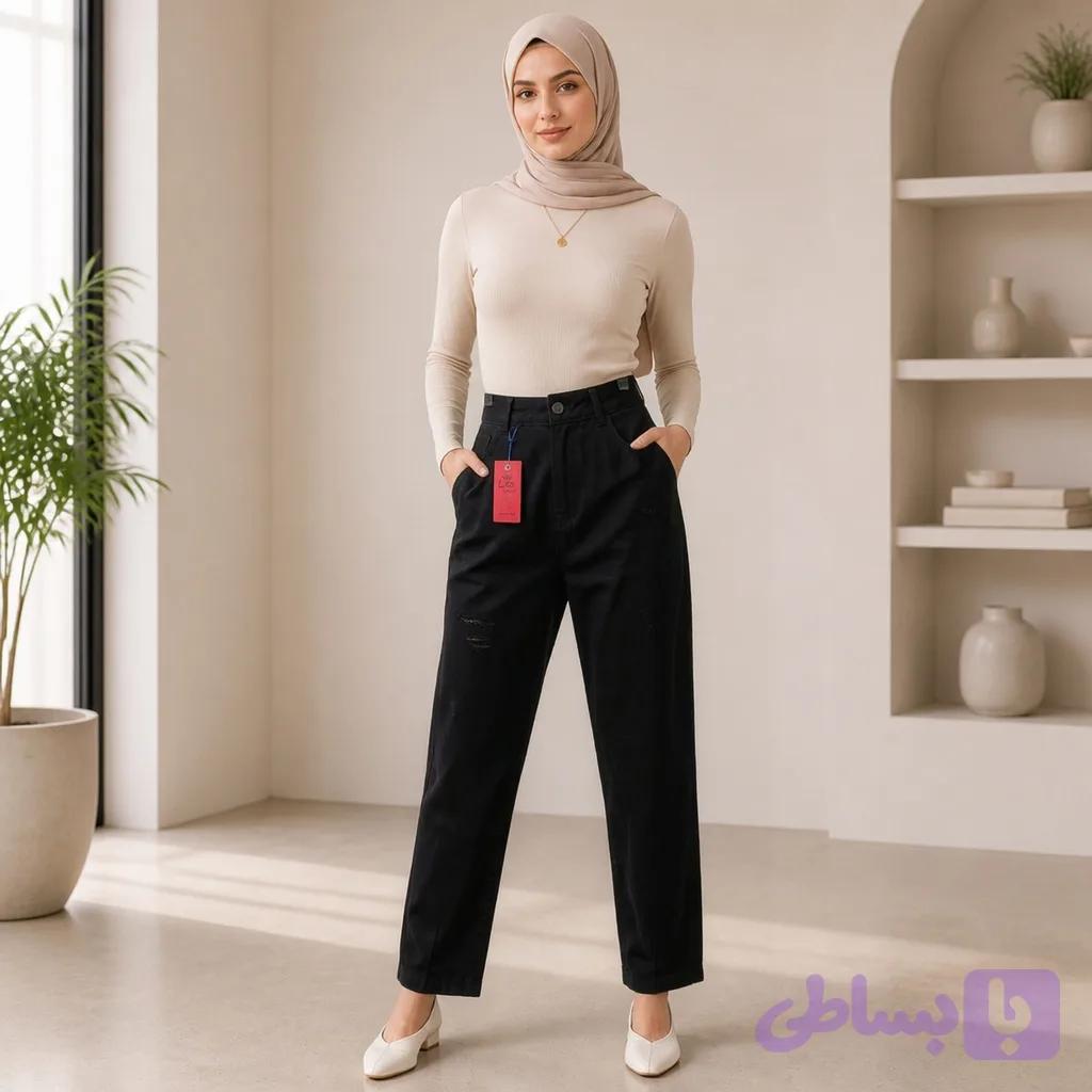 شلوار مام مشکی