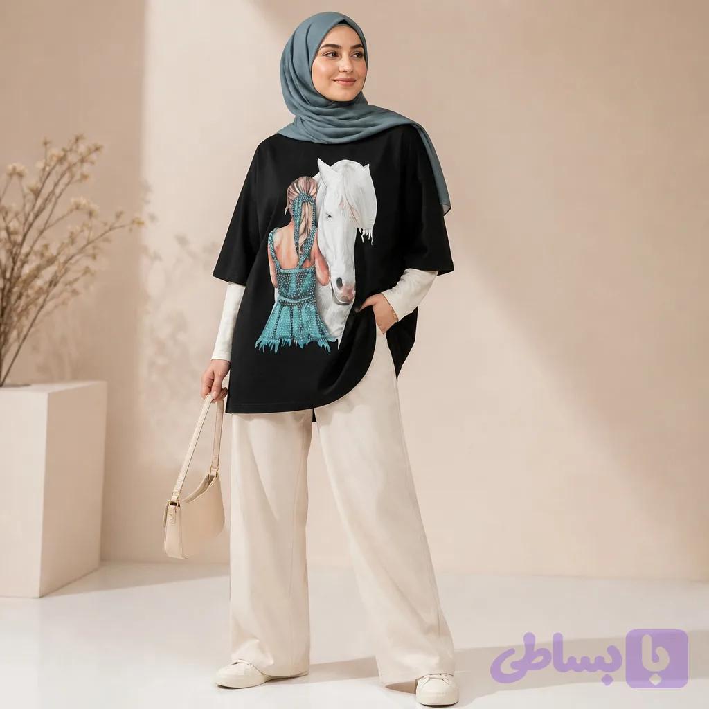 تیشرت لانگ چاپ برجسته کیفیت عالی