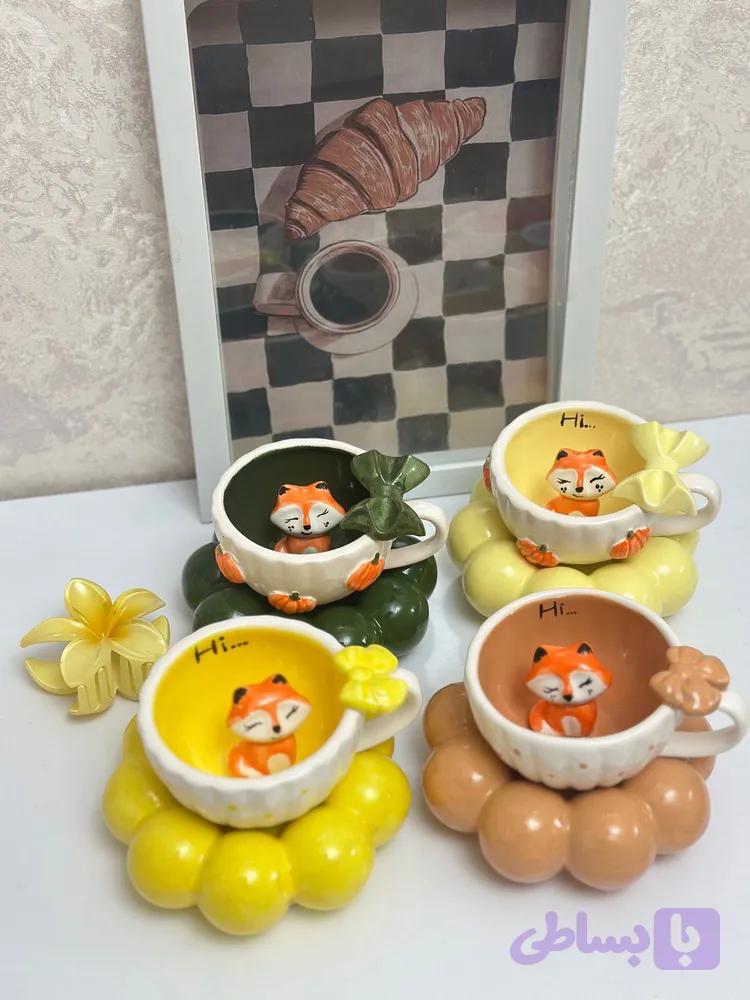 فنجان سرامیکی فانتزی طرح روباه دستساز