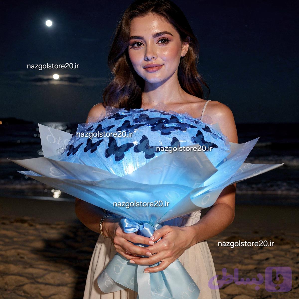دسته گل پروانه ای آبی جدید شیک