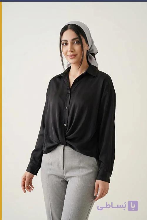 شومیز مجلسی حریر جلو گره کد TM001 — تصویر 1