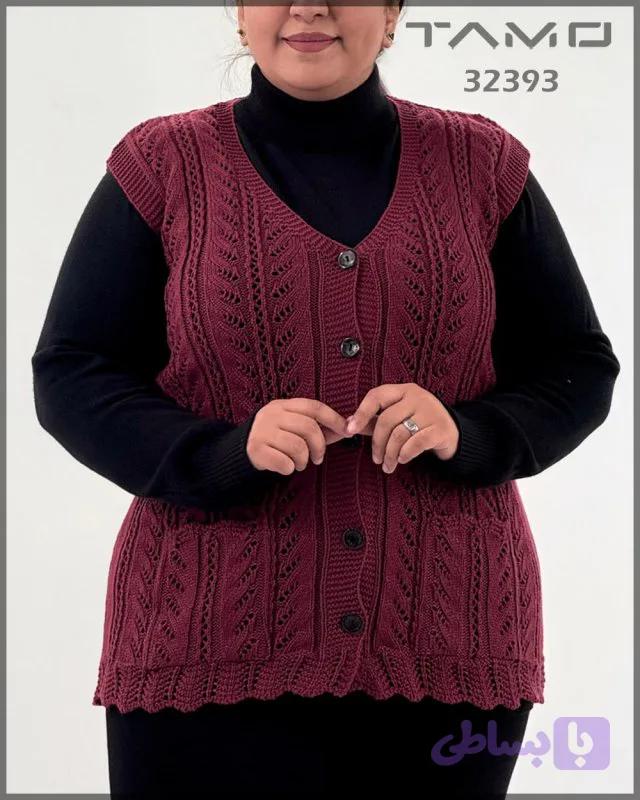 32393 - جلیقه بافت ژور زرشکی