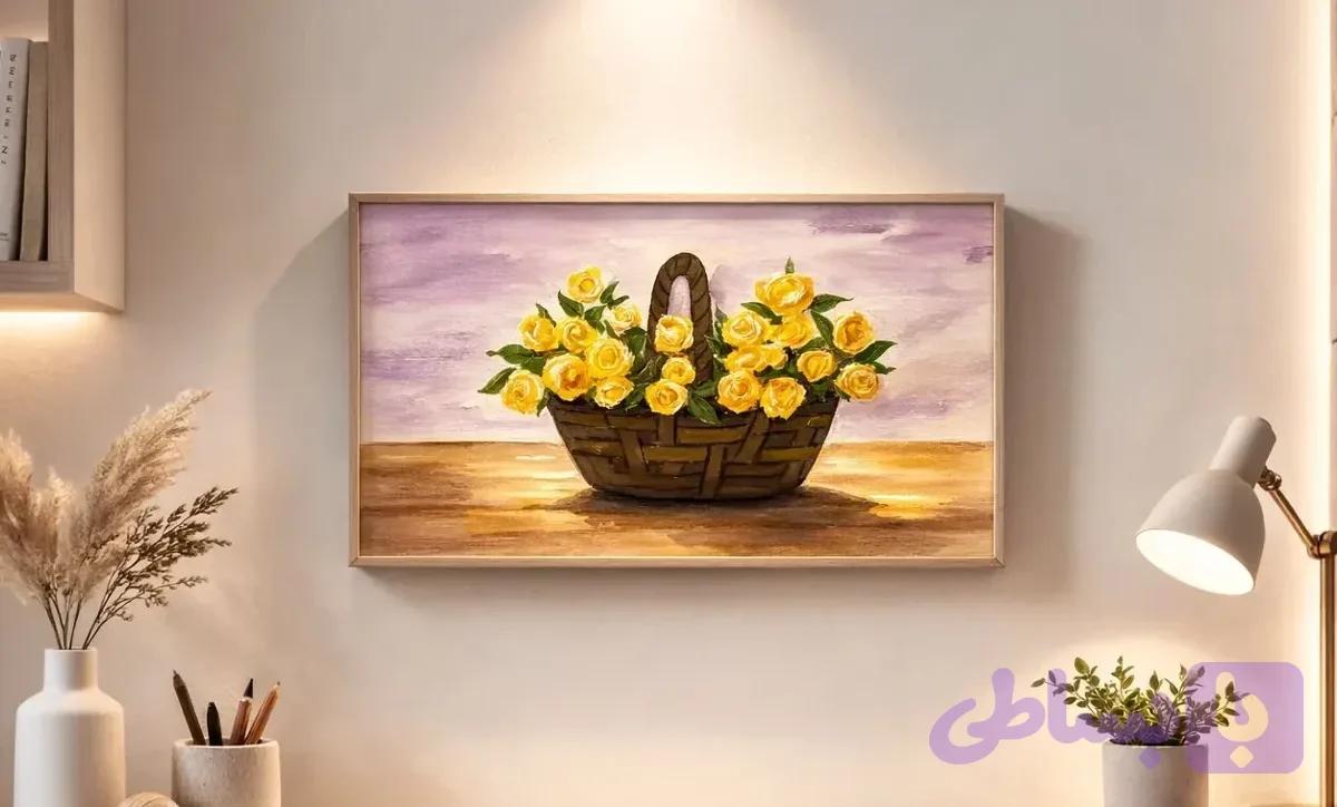 تابلو برجسته طرح سبد گل