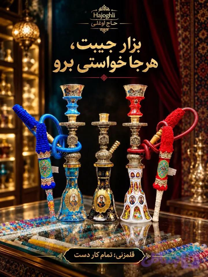 قلم‌زنی تمام‌دست با طرح گل و مرغ ایرانی و تکنیک سیاه‌قلم کد ۲۱۲۲