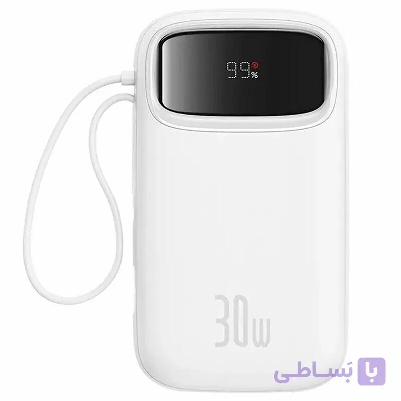 پاوربانک 30w باسئوس مدل qpow2 dualcable ظرفیت 10000 میلی آمپر ساعت — تصویر 1