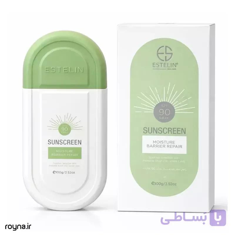 کرم ضد آفتاب استلین سبز ترمیم کننده با SPF90 بی رنگ حجم 100 میلی لیتر — تصویر 1