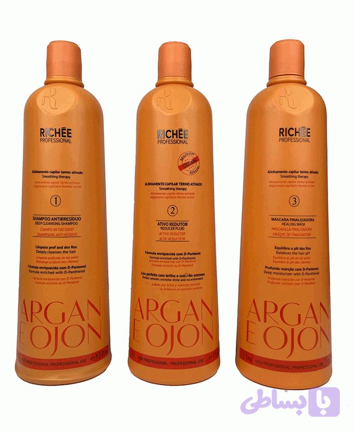 پک کراتین مو ریچی آرگان و اوجون Richée Professional Argan & Ojon سه مرحله‌ای ۳×۱ لیتر