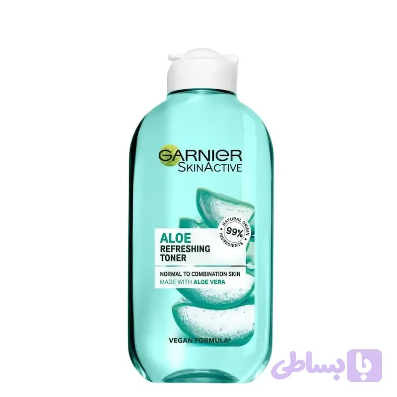 تونر تسکین‌دهنده و آبرسان صورت گارنیه، Aloe Refreshing مناسب برای همه پوست‌ها حجم 200 میلی‌لیتر