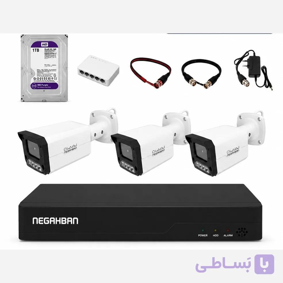 پک3تایی BN_905-BJ دوربین مداربسته کیس بزرگIP،هارد1ترابایت،NVR،زاویه دید گسترده