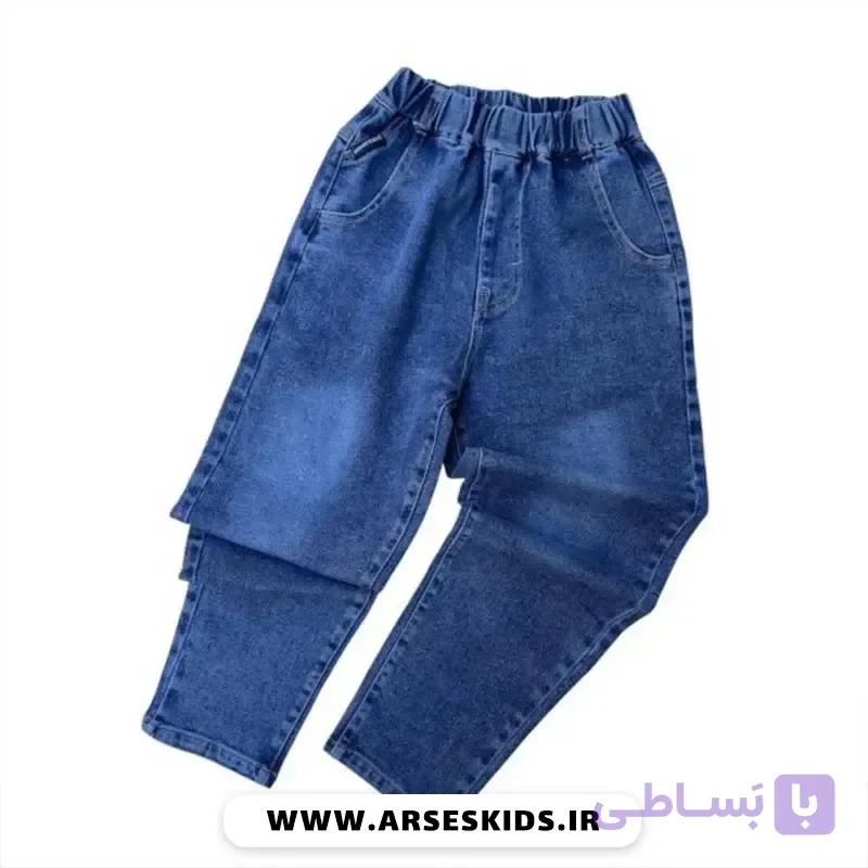 شلوار لی مام استایل مدل نیویورک آبی کلاسیک سنگ شور شده — تصویر 1