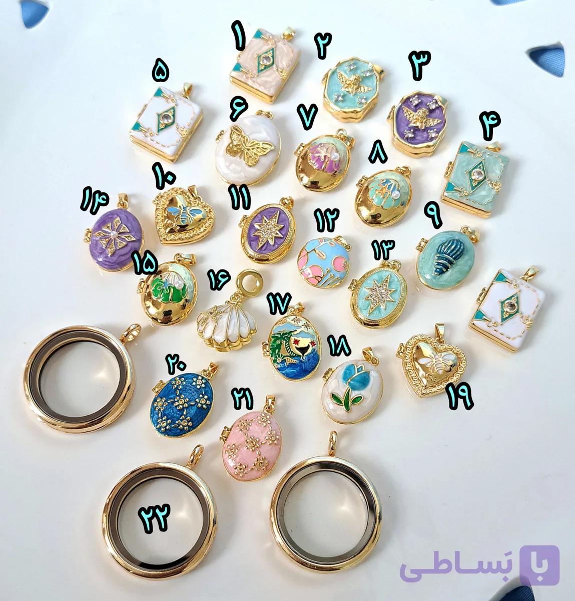 لاکت طلایی مینا کاری شده — تصویر 1
