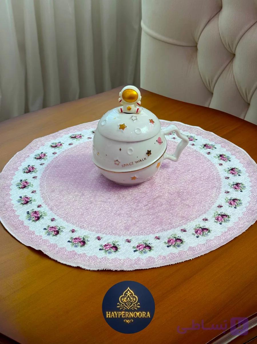 زیر بشقابی (طرح آهو) جنس مخمل ابریشم ضد لک