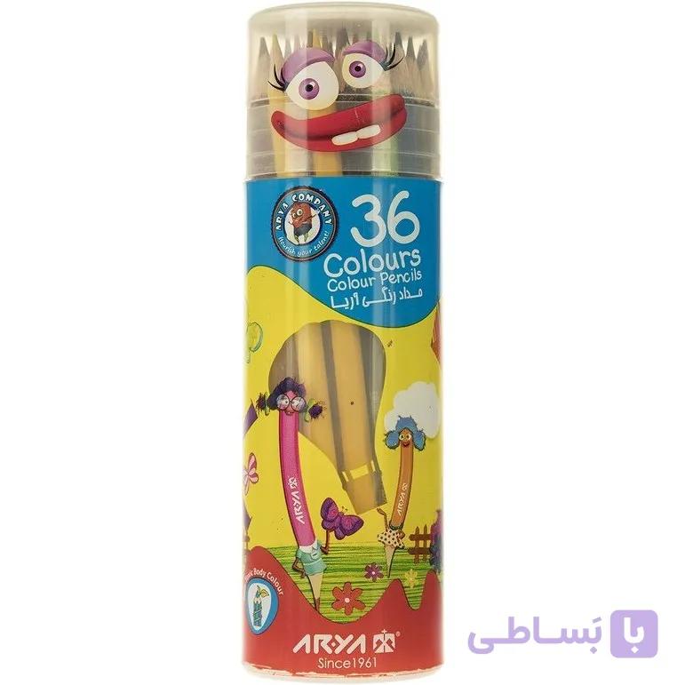مداد رنگی 36 رنگ استوانه ای آریا Arya