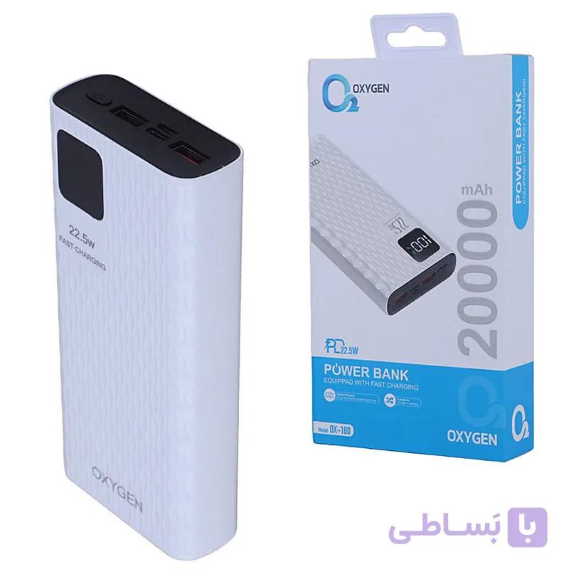 پاور بانک فست شارژ اکسیژن OX-180 PD 22.5W ظرفیت 20000 میلی آمپر ساعت — تصویر 1