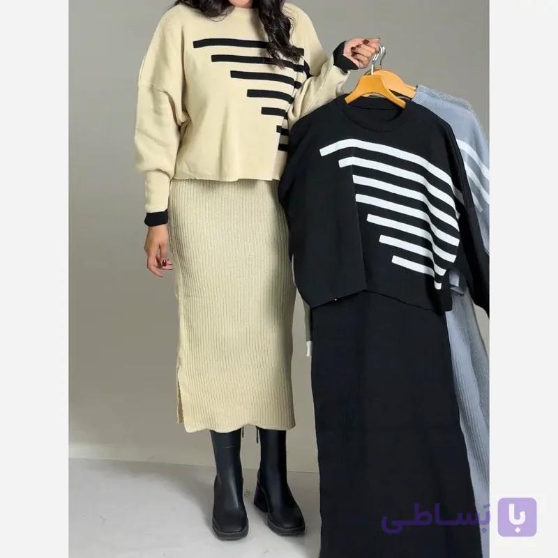 ست کراپ سارافن زنانه بافت پائیزه