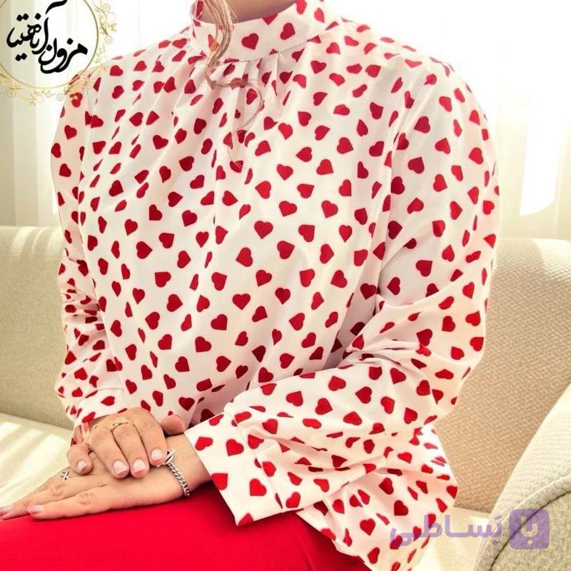 شومیز زنانه مجلسی یقه پلیسه و یقه پاپیون کرپ بوگاتی