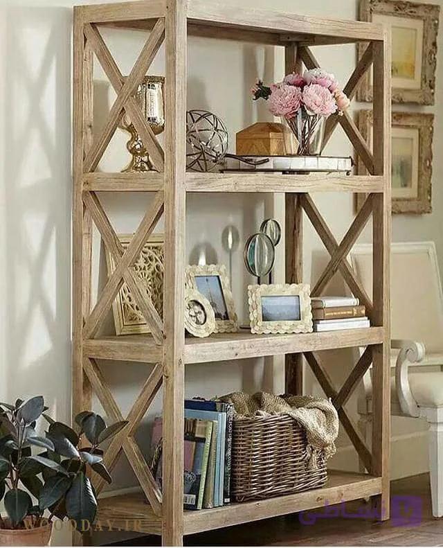استند کتابخانه‌ای تمام چوب