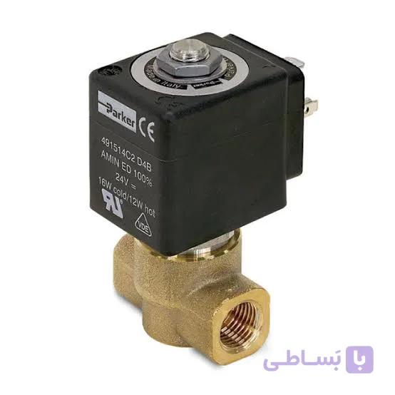 شیر برقی برنجی کلوزپارکرPARKERسایز3/8اینچ220ولت