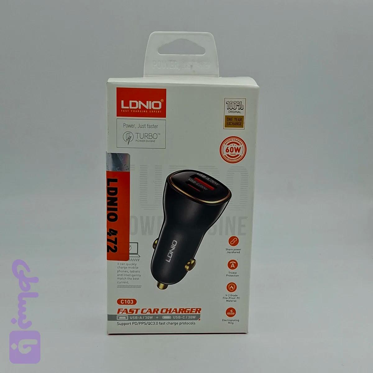 فندکی اورجینال ۶۰ وات الدینیو Ldnio C103 به همراه کابل دو سر تایپ سی