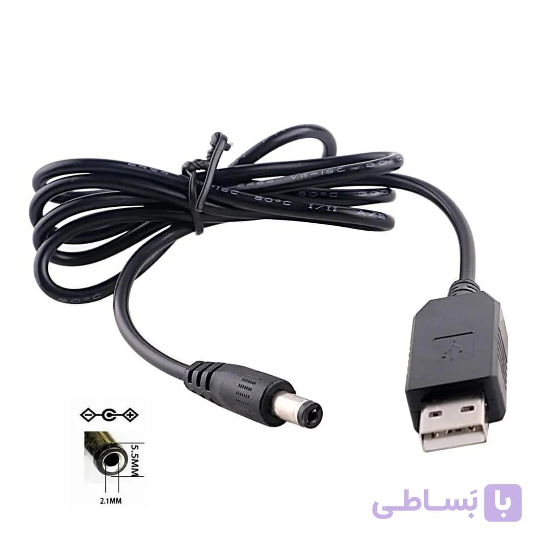 کابل افزاینده ولتاژ 5 ولت USB به 9 ولت 1 آمپر – جک 2.1 میلیمتری — تصویر 1