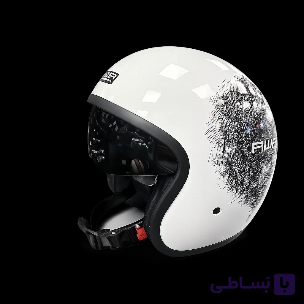 کلاه کاسکت برند AWA همراه عینک دودی سایز XL
