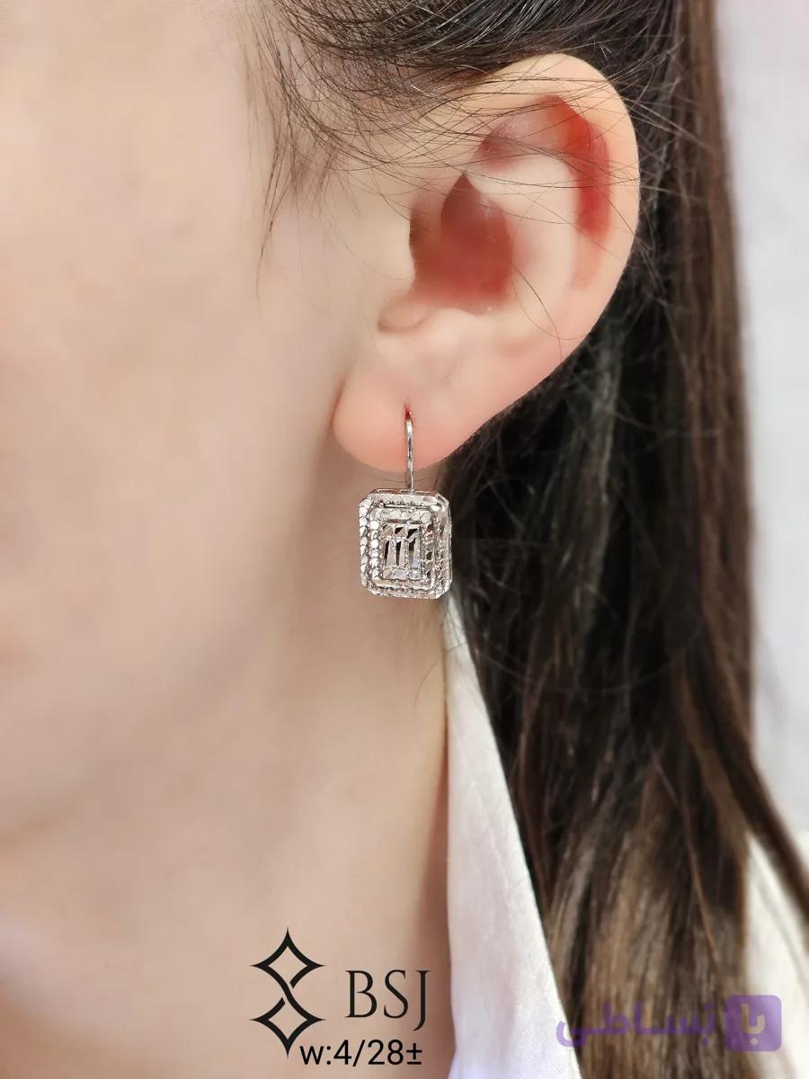 گوشواره جواهری نقره امرالدکات عیار925 مدلSv1159