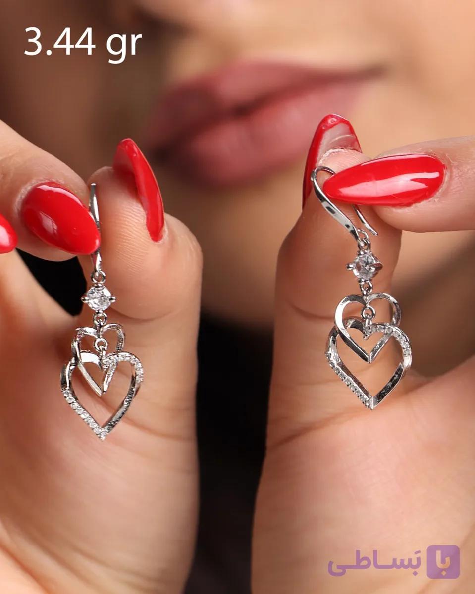 گوشواره جواهری نقره عیار925مدلSv1909