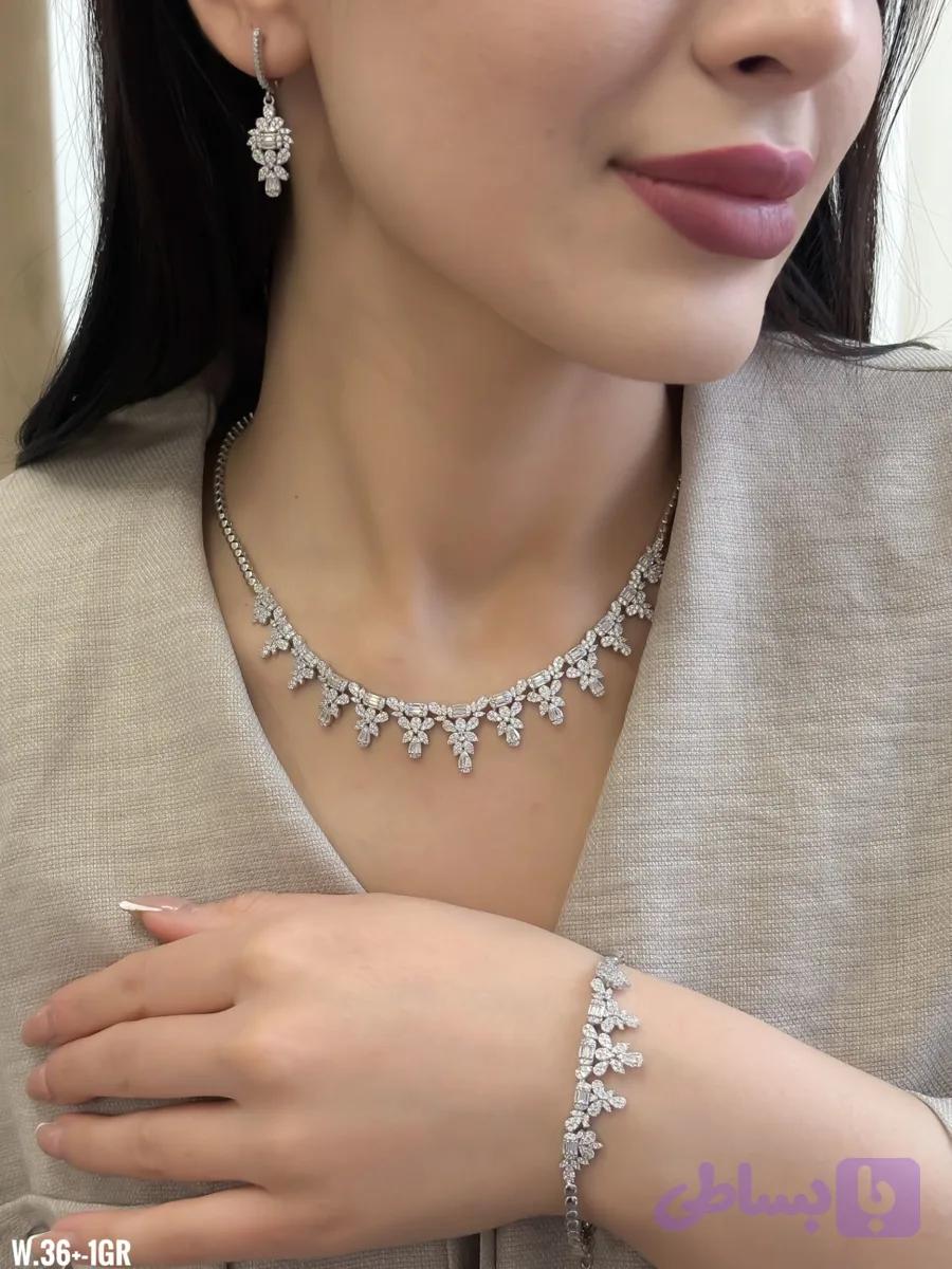 سرویس جواهری نقره زنانه ایتالیایی عیار۹۲۵ مدلSv13۶۵