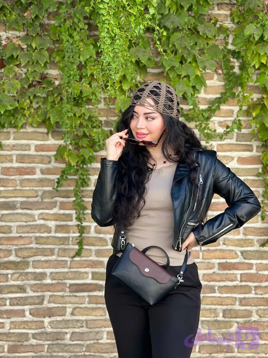 کیف دوشی زنانه چرم طبیعی مدل ترنج