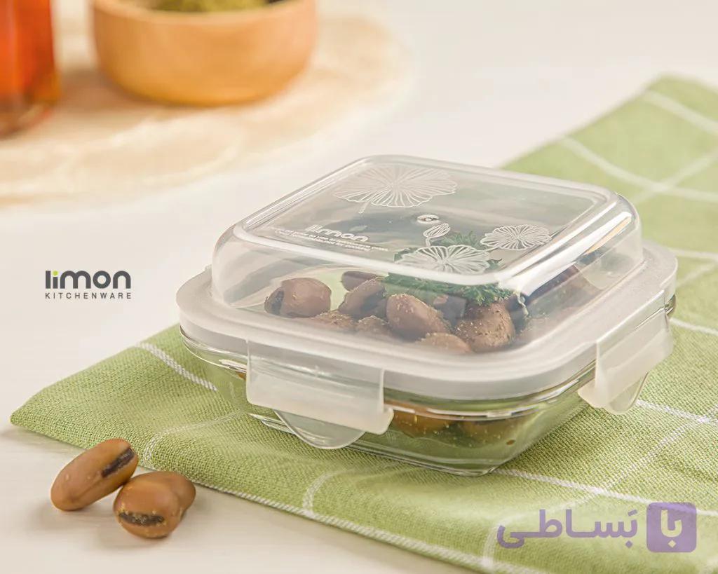 ظرف شیشه ای سرو و نگهداری دربدار 210 میلی لیتر لیمون